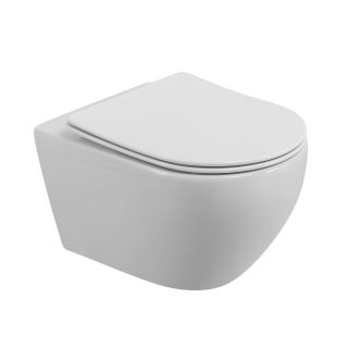 Унитаз подвесной Cezares Stream CZR-2426-TH-TOR/SC безободковый со смывом торнадо и крышкой-сиденьем микролифт белый